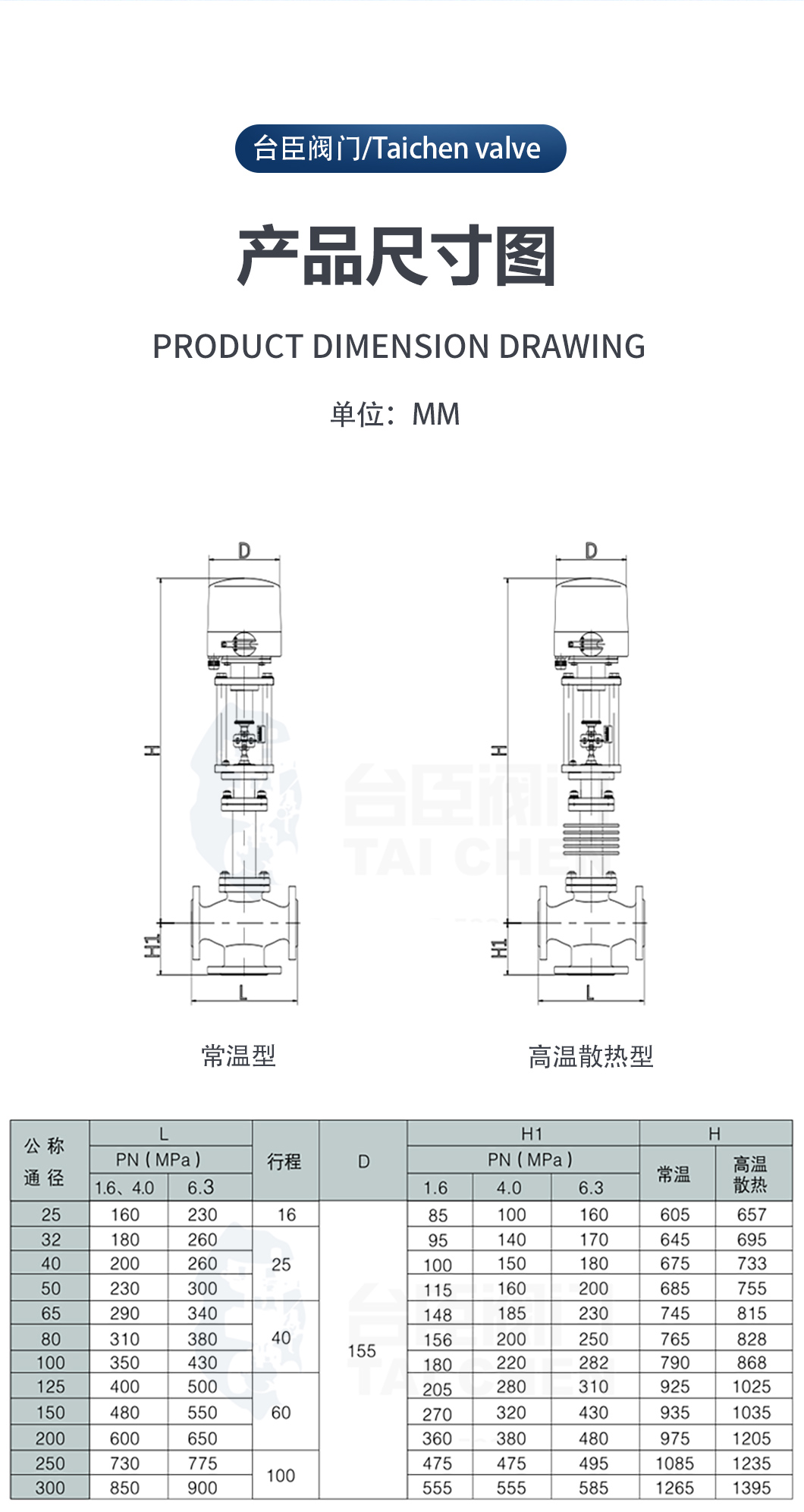 電動三通調(diào)節(jié)閥產(chǎn)品尺寸圖